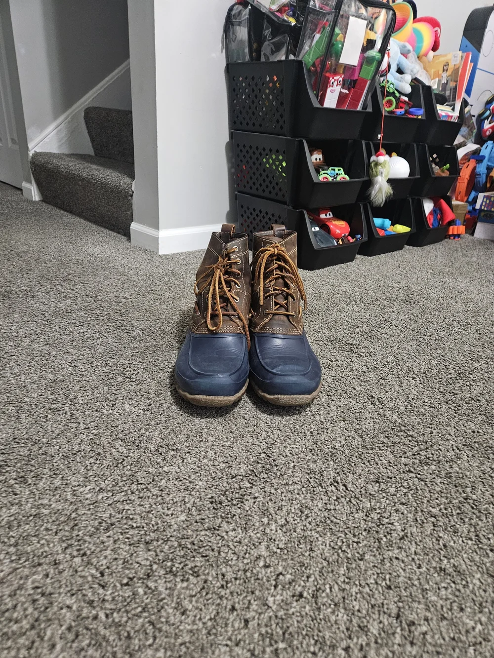 Sperry Brown Leather & Navy Duck Rain Boots